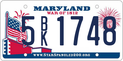MD license plate 5BK1748