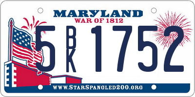 MD license plate 5BK1752