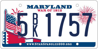 MD license plate 5BK1757