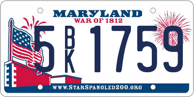 MD license plate 5BK1759