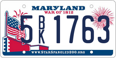 MD license plate 5BK1763