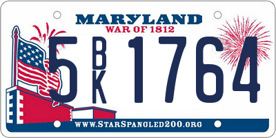 MD license plate 5BK1764