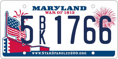 MD license plate 5BK1766