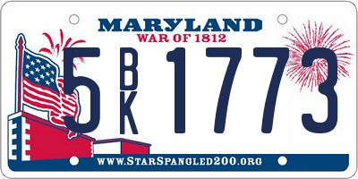 MD license plate 5BK1773