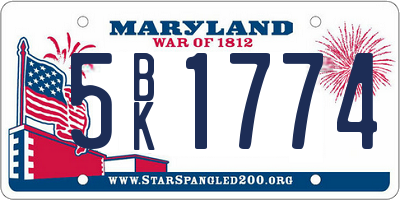 MD license plate 5BK1774
