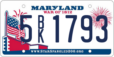 MD license plate 5BK1793