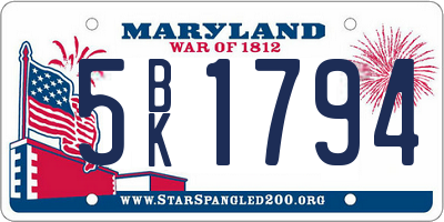 MD license plate 5BK1794