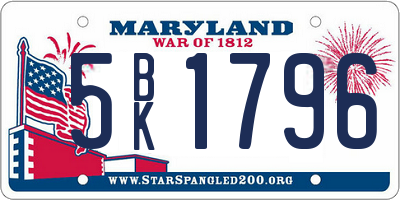MD license plate 5BK1796