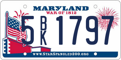 MD license plate 5BK1797
