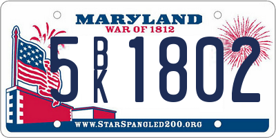 MD license plate 5BK1802