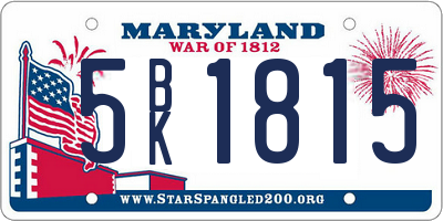 MD license plate 5BK1815