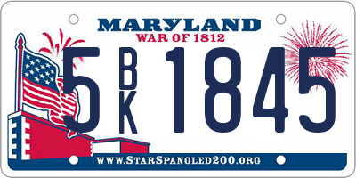 MD license plate 5BK1845