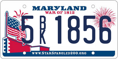 MD license plate 5BK1856
