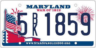 MD license plate 5BK1859