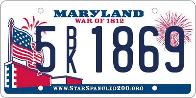 MD license plate 5BK1869