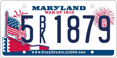 MD license plate 5BK1879