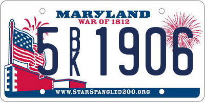 MD license plate 5BK1906