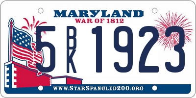 MD license plate 5BK1923