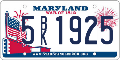 MD license plate 5BK1925