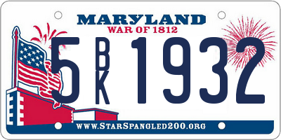 MD license plate 5BK1932