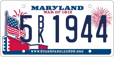 MD license plate 5BK1944