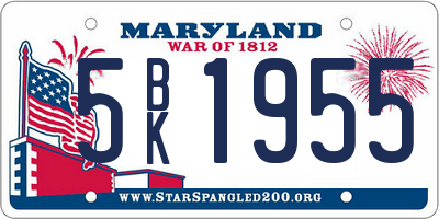 MD license plate 5BK1955