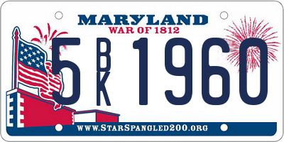 MD license plate 5BK1960