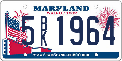 MD license plate 5BK1964
