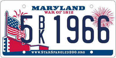 MD license plate 5BK1966