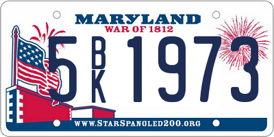 MD license plate 5BK1973