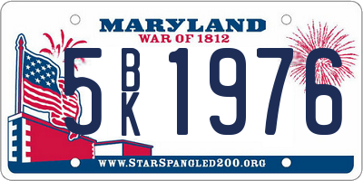MD license plate 5BK1976