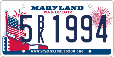 MD license plate 5BK1994