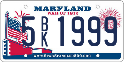MD license plate 5BK1999
