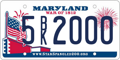 MD license plate 5BK2000
