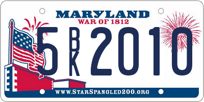 MD license plate 5BK2010