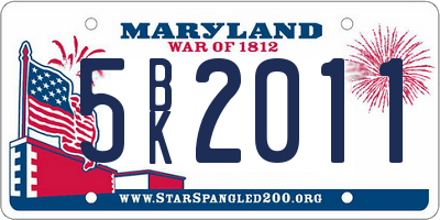 MD license plate 5BK2011