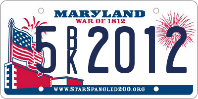 MD license plate 5BK2012