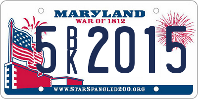 MD license plate 5BK2015