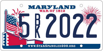 MD license plate 5BK2022