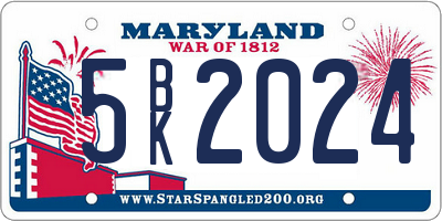 MD license plate 5BK2024