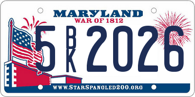 MD license plate 5BK2026
