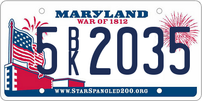MD license plate 5BK2035
