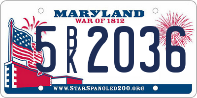 MD license plate 5BK2036