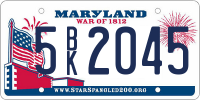 MD license plate 5BK2045