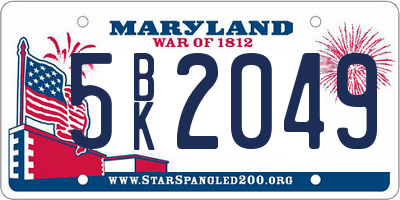 MD license plate 5BK2049