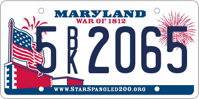 MD license plate 5BK2065