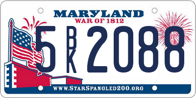 MD license plate 5BK2088