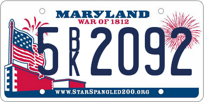 MD license plate 5BK2092