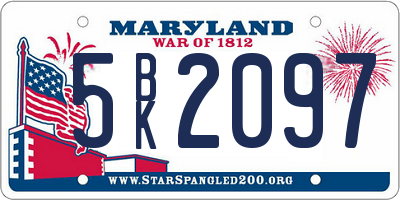 MD license plate 5BK2097