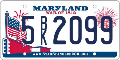 MD license plate 5BK2099